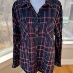 Confess Navy Blue Red Plaid Flannel Button Down Long Sleeve Shirt Size XL Photo 0