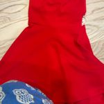 Red strapless dress white lace trim Photo 2