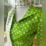 Vintage 1960s Handmade Lime Green White Polka Dot Column Maxi Dress and Scarf Photo 5