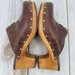 UGG  Vivica Genuine Leather Wood Sole Platform Clogs with Studs Sheepskin Lined Photo 6