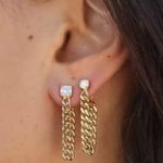 Boutique Gold Filled Chain Drop Earrings with Diamond‎ Simulate Dangle Statement Jewelry Photo 0