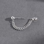 925 Silver Plated Tassel Chain Dangle Drop Earrings for Men Women Photo 2