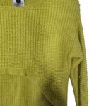BCBGMAXAZRIA Bright Lime Cropped Crew Neck Sweater with Ribbed Knit Size XXS Photo 4