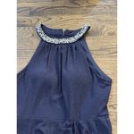 Alex Evenings Woman's  Short Metallic Knit‎ Dress with Beaded Neckline Dark 16 Photo 3