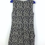 Loft Ann Taylor Sleeveless Romper Size 6 Tie Wrap Black & White Leaf Print Photo 4