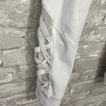 Fabletics White Mesh Lace Up Hem Leggings Photo 3