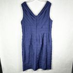Adrianna Papell ‎ Size 16 Dress Blue Ruffled Sleeveless V Neck Midi Sheath 223 Photo 1