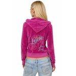 Juicy Couture Vintage Y2K  Pink Velour Metallic Glitter Zip Up Hoodie Jacket Sz L Photo 1