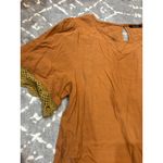 Doe & Rae ‎ Womens Top Size L Brown Crochet Sleeve Round Neck Casual Blouse Photo 1