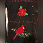 Classic Elements Vintage Embroidered Knit Button Up Black Holiday Y2K Sweater Photo 2