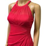 David's Bridal  Side Cascade Sleeveless High Neckline Punch Mesh Chiffon Overlay 2 Photo 5