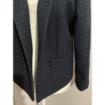 Karl Lagerfeld  Navy Blue Tweed Open Front Blazer Jacket M Photo 2