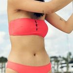 Aerie Pique Bandeau Bikini Top Medium Women’s Neon Red Photo 0