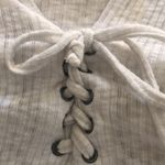 BKE  Off White Lace Up Ribbed SS Casual Stretch Shirt Size XL Fall Fashion Photo 5