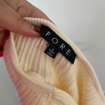 FORE‎ Ribbed Knit Strapless Midi Dress Slit Size Small Cream Twist Front Evening Photo 6