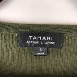 Tahari Arthur S Levine Sweater Shift Dress Ruffle Long Sleeve Thin Knit Green 6 Photo 2
