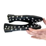Black Faux Leather Silver Studded Ballet Flat Western Boho Grunge Goth Size 8.5 Photo 3