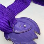 Vintage 80s Statement Leaf Belt Adjustable Waldorf Creations Leather Suede Purple Photo 2