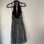 Dress Barn Y2K Halter Midi Dress Size 12 Black White Geometric Ruched 2000s Photo 4