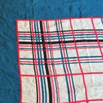 Franco Ferrari Grid Plaid Window Pane Scarf Silk Vintage Turquoise Blue Square Photo 5