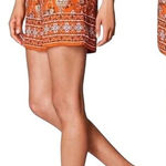 J.Jill  Floral Paisley Print Boho Shorts Orange Womens Medium Tassel Drawstring Photo 0