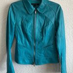 Lafayette 148  New York Women’s Teal 100% Leather Zipper Jacket Size 2‎ Photo 0