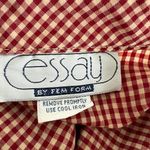 VTG ESSAY Ruffle Front Blouse Sz S Button Up Red Tan Western Retro Farmhouse Photo 3