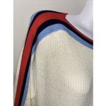 Talbots T by  Cream Long-Sleeved Tipped Striped Sweater Women's Size Medium NWT Photo 5