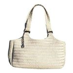 Donald J Pliner Woven Leather Purse Handbag New Double Straps Shopper Tote $595 White Photo 0