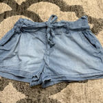 REWASH  high rise paperbag waist shorts NWT Sz Large (juniors)‎ Light Wash Photo 0