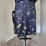 Black Celestial Print Dress Star Moon Lace Up Zipper XL Photo 3