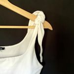 EXPRESS white bodysuit square neckline tie shoulders women's size S cotton Photo 6