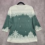 None Green Snow Flake Wine Santa Cozy Vibe Christmas Print Top Medium Photo 1
