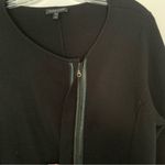 Eileen Fisher  Silk Cotton Interlock Knit w/Leather Trim Long Black Photo 4