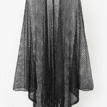 Casa Maca Black Shimmer Open Knit Mesh Fringe‎ Kimono Swim Cover One Size Size undefined Photo 0