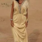 ZARA  dress maxi flowy butter yellow beaded embroidered boho summer vacation Photo 2