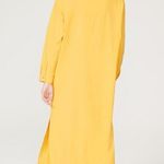 DONNI Yellow 100% Cotton Long Sleeve Front Button Tunic Maxi Shirt Dress Size L Size L Photo 2