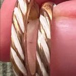 3 pair of earrings gold/white hearts white hoops gold/white hoops gently used Gold Photo 6