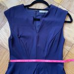 Halston Heritage V-Neck Fit Flare Ponte Knit Mini Dress, Sz 2 Navy EUC Photo 4