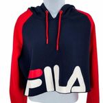 FILA 2/$30  Luciana Cropped Raw Hem Long Sleeve Hoodie Sweatshirt Pullover Large Photo 3