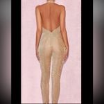 House Of CB  Gold Glittery Deep V plunge neck jumpsuit Photo 5