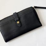 Fossil  Fiona Tab Clutch Black Leather Wallet w/ Gold Hardware Photo 0