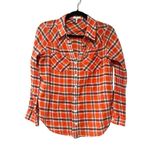 Joie  Oversized Button Down Plaid Orange Long Sleeve Shirt Sz XS Photo 0