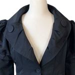 Ariella Black Collared Puff Sleeve Trench Coat Jacket Size L Photo 4
