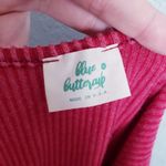 Anthropologie Blue Buttercup Deep Rose Ribbed Bow Tie Bodysuit Photo 6