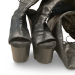 Thigh High Laceup Back Peep Toe Platform Boots Black Size 7.5 Photo 2