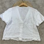 ZARA Women’s 100% Linen V-Neck Button Down Shirt Shortsleeve in White M Photo 9