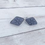 Vintage Clip On Earrings Dark Grey/Black Diamond Shape Photo 3