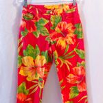 Ralph Lauren Ralph by Red Floral Hibiscus Cropped Capri Pants Photo 0
