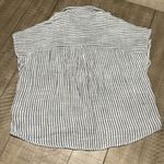 Beach Lunch Lounge Women Top Large White Gauze Cotton Blue Stripe Button Coastal Photo 6